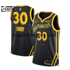 Maglia NBA Golden State Warriors Stephen Curry 30 2023-2024 Nike City Edition Nero Swingman - Bambino